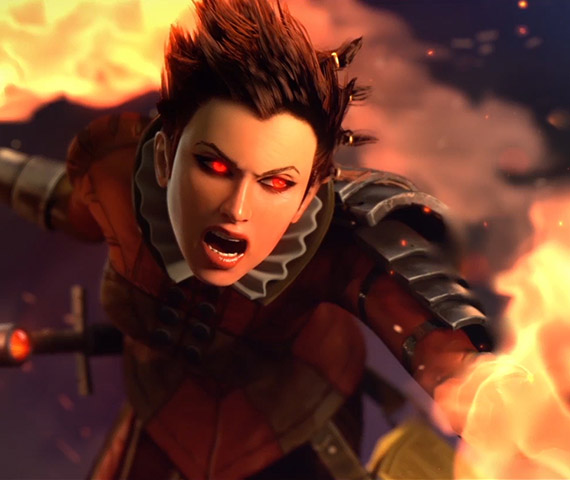 Labyrinth - 3D animated fire witch character - still taken from an animated game teaser created by Hyperspective