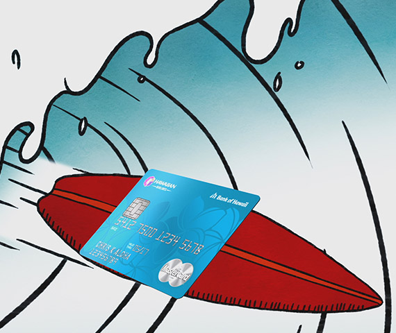 Card World - still fo an animated surfboard riding a wave with a credit card taken from an animated spot produced by Hyperspective